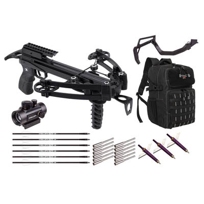 Ballista Bat compound crossbow Kit with backpack optic arrows and broadheads