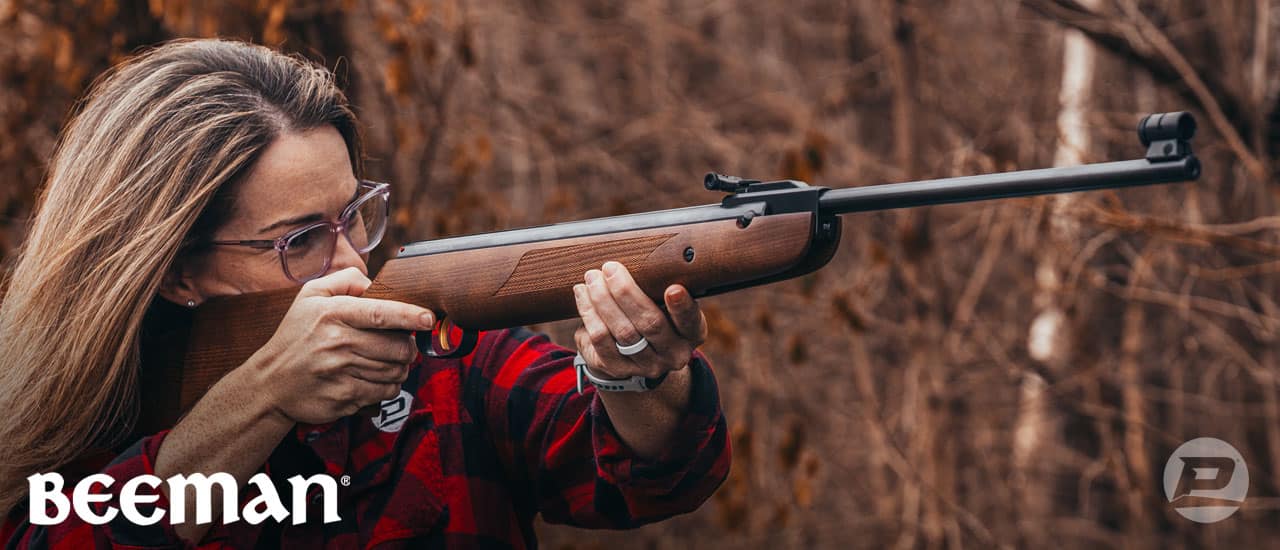 Beeman R9 air rifle aimed by shooter