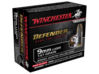 Winchester Defender Pistol Ammo, 9mm Luger, 20