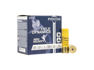Fiocchi Field Dynamics High Velocity Shotshell Loads, 1 oz., 7.5 Shot Size, 20 Gauge, 25