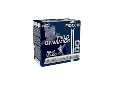 Fiocchi Field Dynamics High Velocity Shotshell Loads, 1 1/4 oz., 8 Shot Size, 12 Gauge, 25