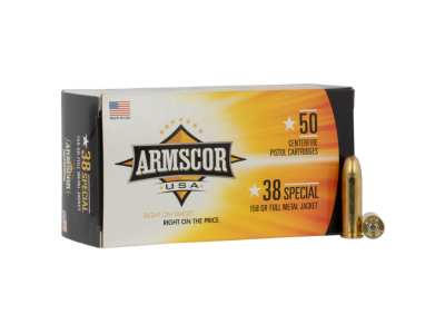 Armscor Centerfire Cartridges, Full Metal Jacket, .38 Special, 50