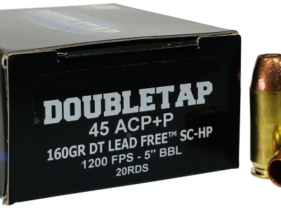DoubleTap 45 ACP 160gr Firearm Ammunition Free Hollow Point, .45 ACP, 20