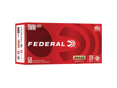Federal Champion Training Centerfire Handgun Cartridges, 9mm Luger, 50