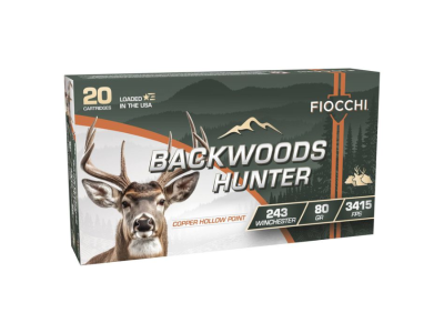 Fiocchi Backwoods Hunter Rifle Rounds, .243 Winchester, 20