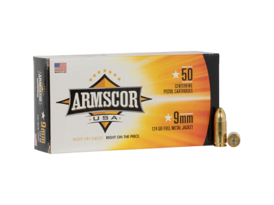 Armscor Centerfire Cartridges, Full Metal Jacket, 9mm Luger, 50