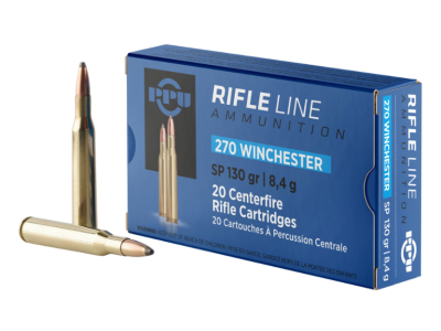 PPU PP2701 Standard Rifle Soft Point Ammo, .270 Winchester, 20