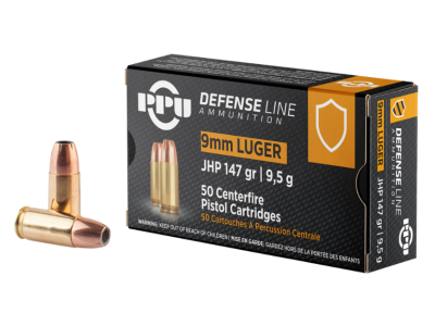 PPU PPD92 Defense Jacketed Hollow Point Ammo, 9mm Luger, 50