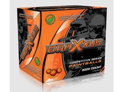 Draxxus Competition Paintballs, Printed Shell & Orange Fill, .68, 1000
