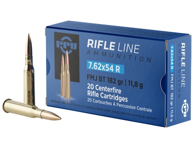 PPU 7.6254R Rifle Ammunition, 7.62x54mmR, 20