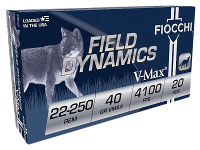 Fiocchi Field Dynamics 22-250Rem 40gr Hornady V Max, .22-250 Remington, 20