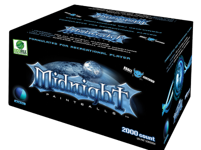 Draxxus Midnight 2,000ct Paintballs, Blue Shell and Aqua Blue Fill, .68