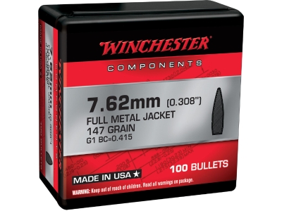 Winchester Centerfire, Rifle 7.62mm 147gr Full Metal Jacket Boat Tail, .308 Winchester, 100