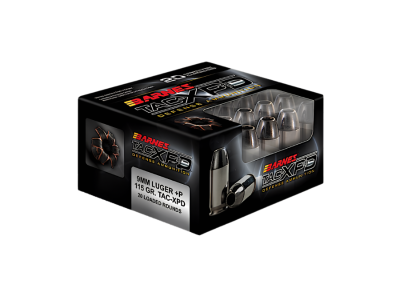 Barnes TAC-XPD Defense Handgun Cartridges, 9mm Luger, 20