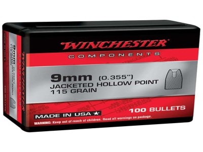 Winchester Centerfire Handgun Reloading 9mmJacketed Hollow Point, 100