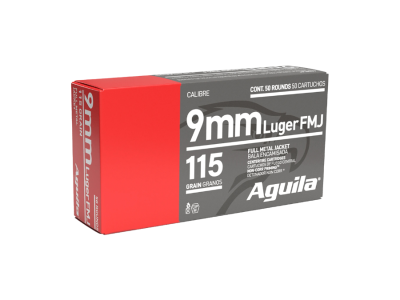 Aguila Centerfire Handgun Cartridges, Full Metal Jacket, 9mm Luger, 50