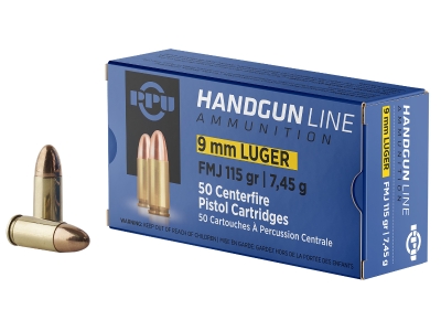 PPU Handgun 9mmLuger Full Metal Jacket, 9mm Luger, 50