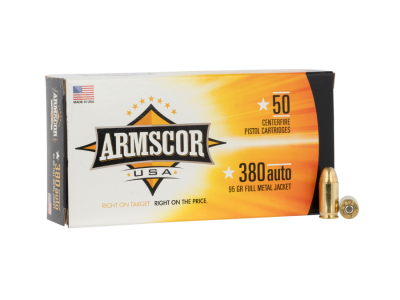 Armscor Centerfire Cartridges, Full Metal Jacket, .380 ACP, 50