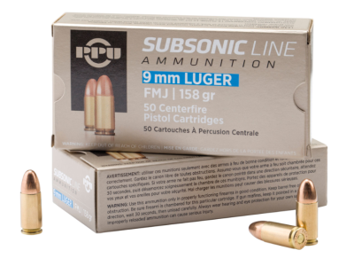 PPU PPS9MM Subsonic Full Metal Jacket Ammo, 9mm Luger, 50