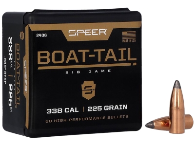 Speer Boat-Tail .338 225 gr Spitzer Boat Tail Soft Point, 50