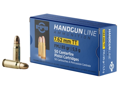 PPU Handgun 7.62x25mmTokarev Full Metal Jacket, 7.62mm Tokarev, 50