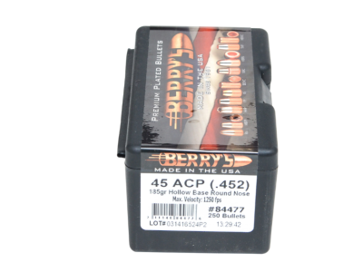 Berry's Superior Pistol 45Cal Hollow Base Round Nose, .452 (11.48mm), 250