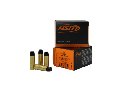 HSM Magnuforce Subsonic Handgun Rounds, Brass, .45 Colt, 20