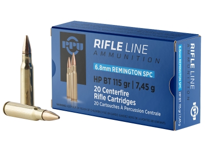 PPU Standard Rifle 6.8mmRemSPC Hollow Point Boat Tail, 6.8mm Remington SPC, 20