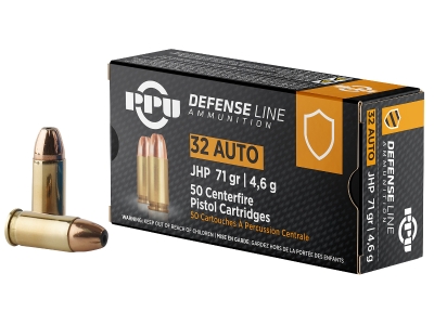 PPU Defense 32ACP Jacketed Hollow Point, .32 ACP, 50