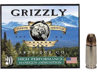 Grizzly 9mm+P Luger 124gr Jacketed Hollow Point, 9mm Luger, 20