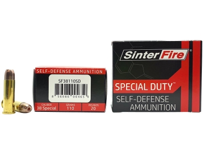 SinterFire SD 38Special 110gr Lead Free Frangible Hollow Point, .38 Special, 20