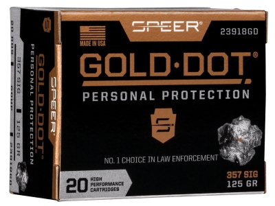 Speer Gold Dot Personal Protection 357Sig 125gr Hollow Point 100 Per Box, .357 SIG