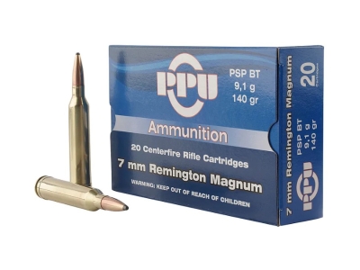 PPU 7mm Remington PSP-BT 140 Grain 20 Per Box, 7mm Remington Magnum