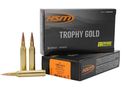 HSM Trophy Gold Extended Range 7mm Rem Mag 180 gr Berger Hunting VLD Match, 7mm Remington Magnum, 20