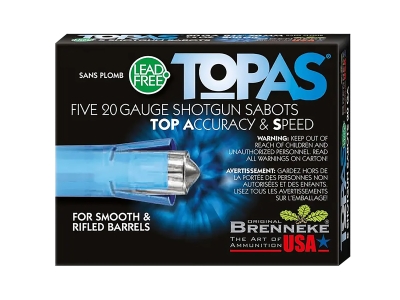 Brenneke TOPAS 20Gauge 2.75" 1/2oz Sabot Slug Shot 5 Per Box, 20 Gauge