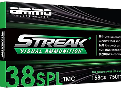 Ammo Streak Visual 38 Special 158gr Total Metal Case, Green, .38 Special, 50