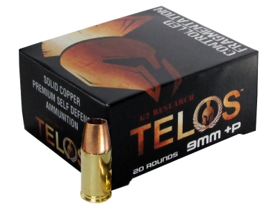 G2 Research Telos 9mm Luger+P 92gr Fracturing Copper Hollow Point, 20