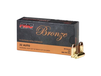 PMC Bronze Centerfire Handgun Cartridges, .32 ACP, 50