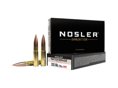 Nosler Match Grade Rifle Rounds, .300 AAC Blackout, 20