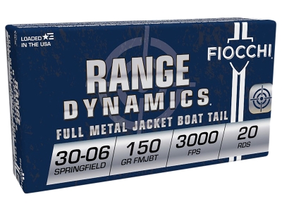 Fiocchi Range Dynamics 30-06 Springfield Full Metal Jacket Boat Tail, .30-06 Springfield, 20