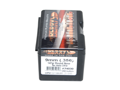 Berry's Superior Pistol 9mm/356 Round Nose, .3560 (9.04mm), 9mm Luger, 50