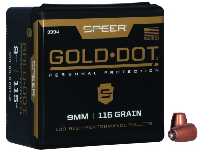Speer Gold Dot Personal Protection 9mm 115gr Hollow Point, 100