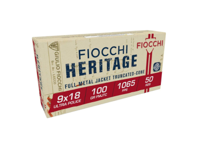 Fiocchi Heritage Handgun Rounds, 9x18mm Ultra, 50
