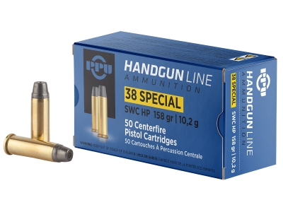 PPU Handgun 38Special Semi Wadcutter Hollow Point, .38 Special, 50
