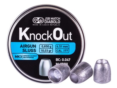 JSB KnockOut Slugs MK3 .177 Cal, 10.03 Grains, Hollowpoint, 500ct