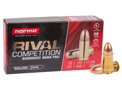Norma 9mm Luger Rival Competition Subsonic FMJ, 147gr, 50ct