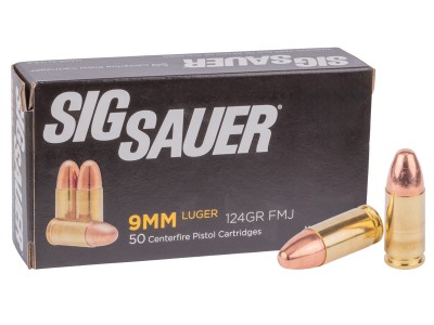 SIG Sauer 9mm Luger Elite Ball FMJ, 124gr, 50ct