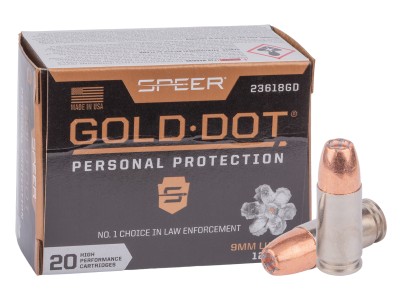 Speer 9mm Luger Gold Dot Handgun Personal Protection, 124gr, 20ct