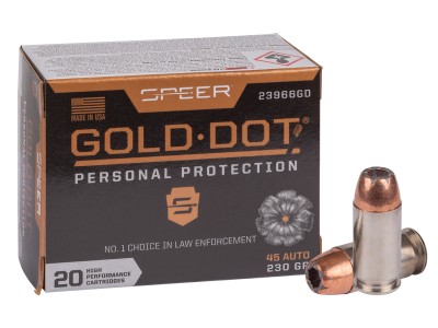 Speer .45 Auto Gold Dot Handgun Personal Protection, 230gr, 20ct