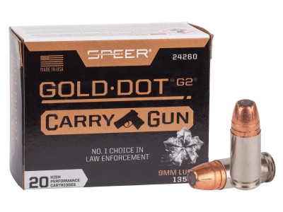 Speer 9mm Luger Gold Dot G2 Carry Gun, 135gr, 20ct